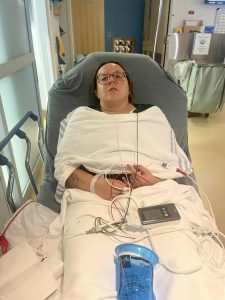 Makayla in the hospital after encounter with mislabeled food at USM.
