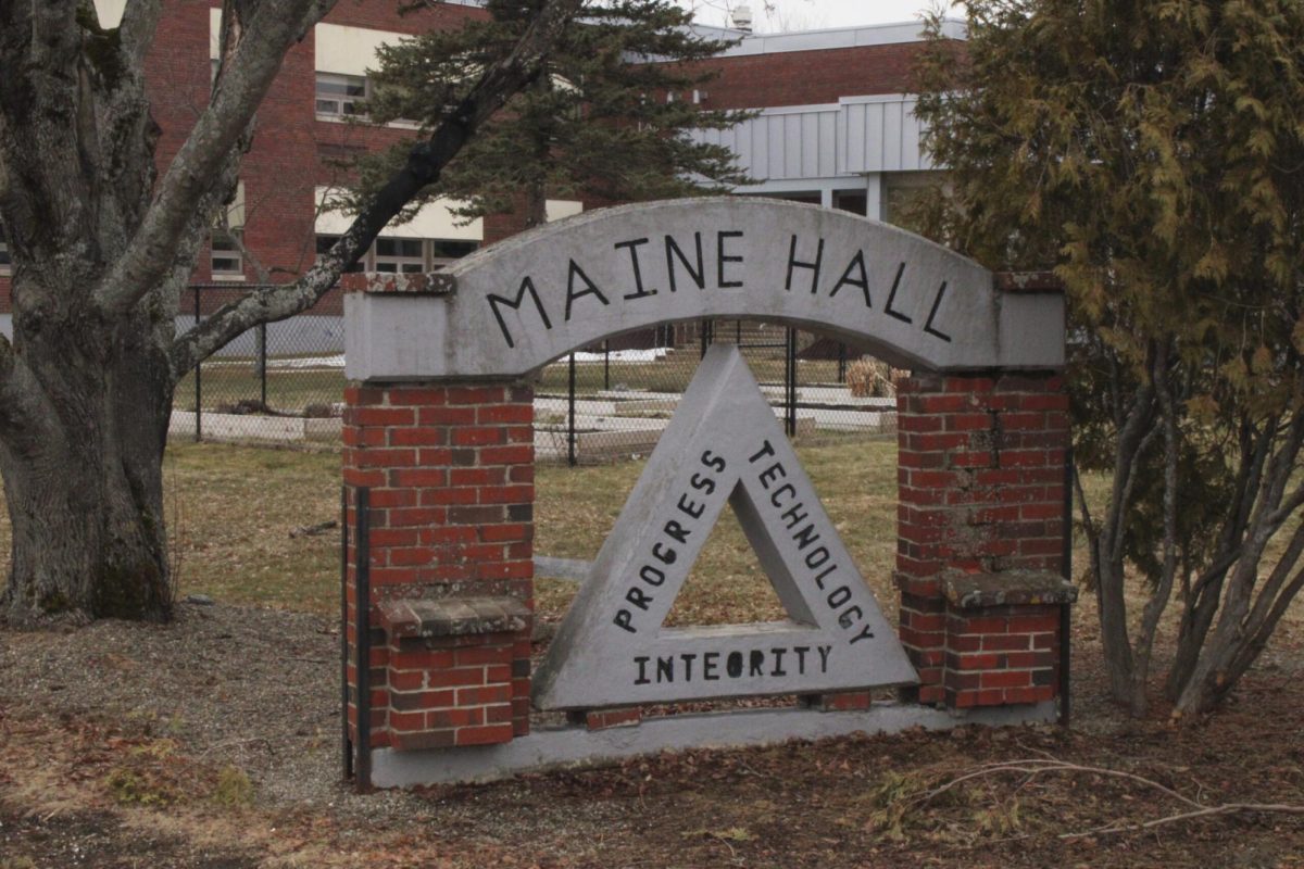 On Thursday, March 26, 2026, outside of Maine Hall, central to the Eastern Maine Community College campus, which houses several of the college’s main classroom spaces. Given free community college tuition in Maine may soon end, these classrooms may see less foot traffic and fewer students.
