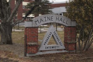 On Thursday, March 26, 2026, outside of Maine Hall, central to the Eastern Maine Community College campus, which houses several of the college’s main classroom spaces. Given free community college tuition in Maine may soon end, these classrooms may see less foot traffic and fewer students.